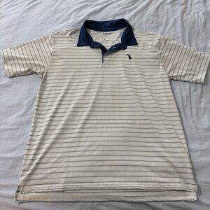 Men's Local Boy Striped Polo Shirt - Cream and Navy
